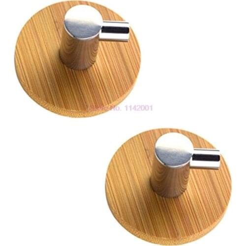 100pc Bamboo Stainless Steel Hook Wall Clothes Bag Headphone Key Hanger Kitchen Bathroom Door Towel Rustproof Shelf