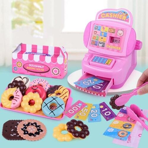 21Pcs Children Play House Role Pretending Toys Kids Doughnut Cash Register Kit Colorful Parentage Game Accessories Lovely Gift