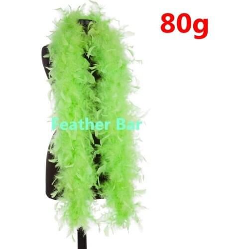 80 gram/pc Apple Green Colour Fluffy Turkey Feather boas natural Chicken Chandelle Feathers strips for party wedding decorations
