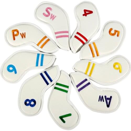 9 Pcs Universal Leather Golf Club Head Covers Irons Fit Main Iron Clubs Both Left and Right Handed Golfer