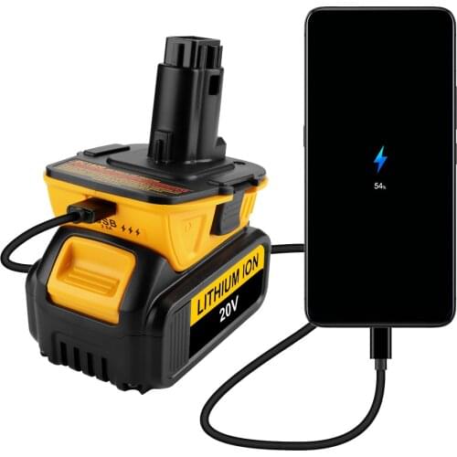 For Dca1820 18V USB Adapter Work with Dewalt Max Xr Dcb200 Dcb201 Dcb203 Dcb203Bt Dcb204 Dcb205 Dcb206 Compact Batteri