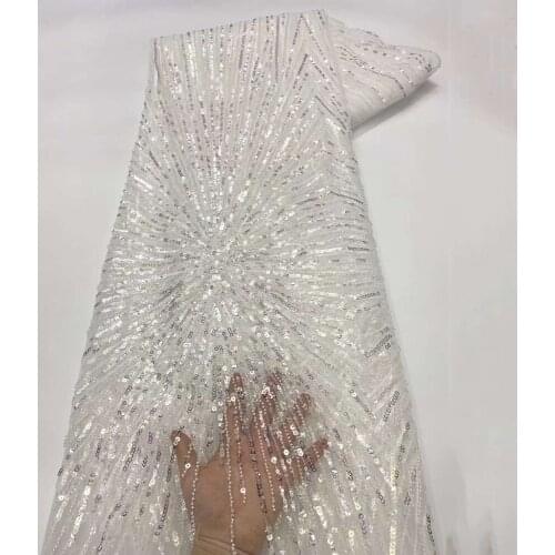 African lace fabric 2019 embroidered Nigerian laces fabric bridal high quality sequins french net tulle mesh lace for lady dress