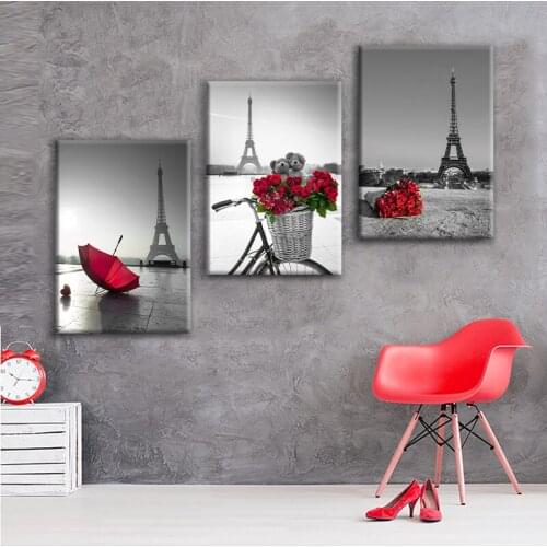 Red umbrella Rose Black White Paris Eiffel Tower Diamond Painting Diy 5D Square/Round Drill cross stitch Painting Embroide