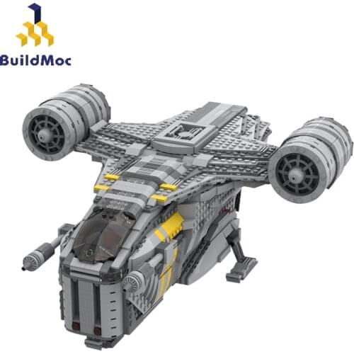 BuildMoc MOC Razor Crest Star Plan Movie Spaceship Technical Ship Building Blocks Bricks Technician Toys For Children Gift