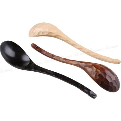 Wooden Spoon Japanese Korea Style Creative Hand Carved Shells Wood Spoon dinner Spoon Japanese Wooden soup Spoon