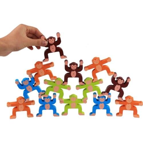 Kids Stacking Blocks Wooden Toys Monkeys Balancing Interlock Stucker Toys Building Block Educational Stacking Toy For Children