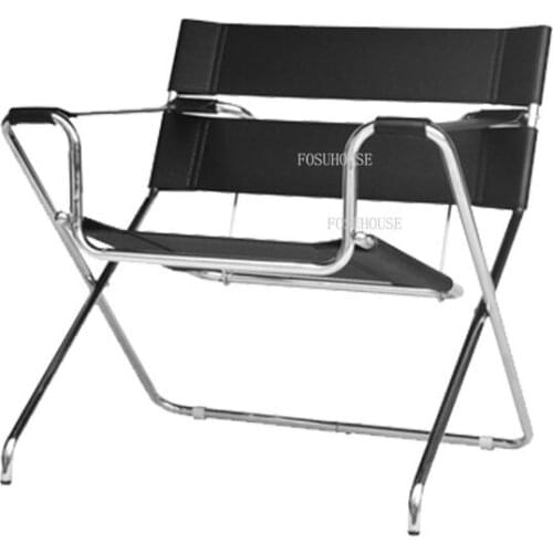 Designer Single Sofa Living Room Chair Ins Lounge Chair Stainless Steel Home Furnitrue Leather Ins Lounge Chair Balcony Armchair