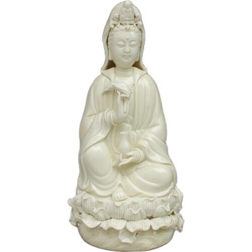 Chinese old porcelain Dehua white porcelain sits lotus hand Avalokiteshvara