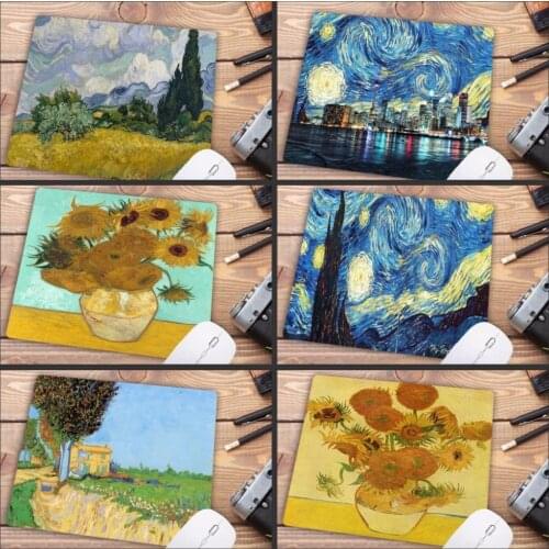 Big Promotion Van Gogh Gamer Desk Mats Rubber Art Speed Flower Mouse Pad Small Size 18x22cm Anime Mousepad Gaming Accessories