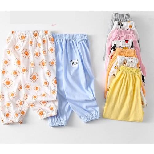 2021 Spring Summer Infant Kids Leggings Boys Girls Thin Anti Mosquito Pants Cotton Bloom Trousers Baby Pajama Clothing