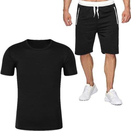 Summer Mens Sportswear Suits Breathable Quick Dry T-shirt + Shorts Sets Male Sport Suit Solid Color Clothing Women Sportswear