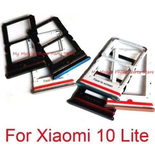 Sim Card Tray For Xiaomi Mi 10 Lite 10lite Sim SD Card Tray Holder Reader Slot Adapter Repair Spare Parts For Xiaomi 10 Lite