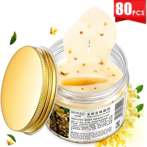 80 pcs/ bottle BIOAQUA Gold Osmanthus eye mask women Collagen gel whey protein face care sleep patches health mascaras de dormir