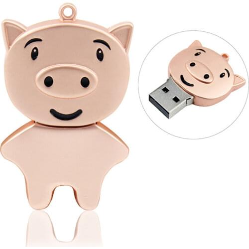 TEXT ME Cute pig Metal pendrive 4GB 8GB 16GB 32GB Memory Stick 64GB USB 2.0 Pen Drive animal USB Flash Drive U Disk