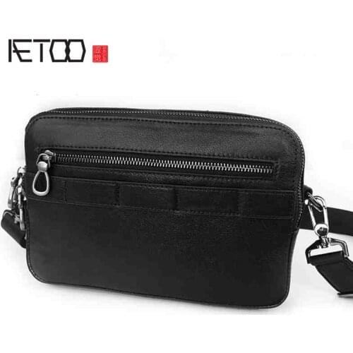 AETOO Leather shoulder bag, mens first layer cowhide business messenger bag, leather casual mens bag