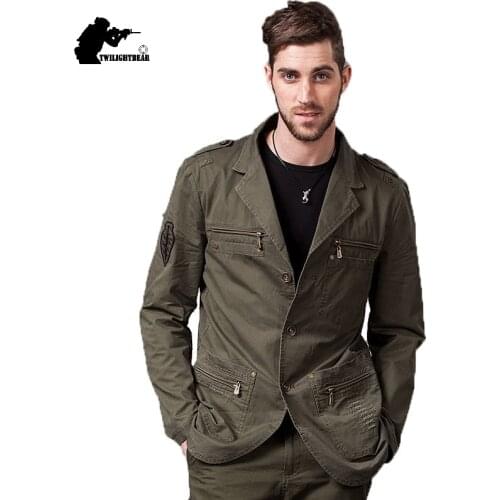 New Mens Casual Blazers Designer Fashion Military Style Male Cotton Casual Jacket Coat Men Brand Cloting Outwear aF1660