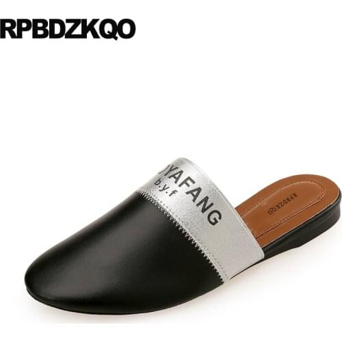 Round toe flats black women large size chinese gold wide fit shoes ladies slippers elastic mules slip on fashion big designer 10