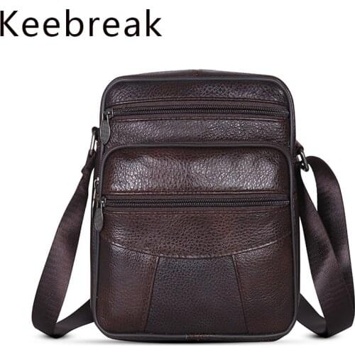 Keebreak Genuine Leather Shoulder Bag For Men Crossbody Bags Business Flap Messenger Handbag Man Small Mens Black Casual Sholder