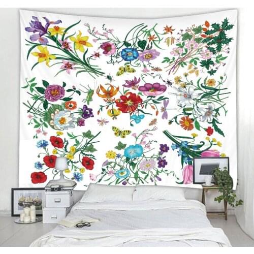 Pattern floral tapestry wall hanging bohemian beach mat polyester blanket carpet yoga home bedroom psychedelic art decoration