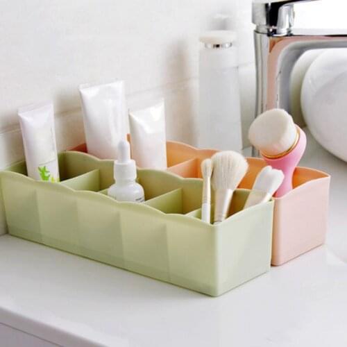 New 5 Grids Plastic Storage Boxes Makeup Brush Holder Jewelry Storage Drawer Organizers Sundries Socks Home Storage Rack Organiz