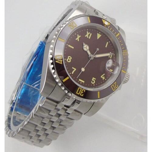 NEW Arrival 40mm Brown Sterile Dial Sapphire Glass Jubilee Date Luminous MIYOTA 8215 Automatic Mechanical Mens Watch