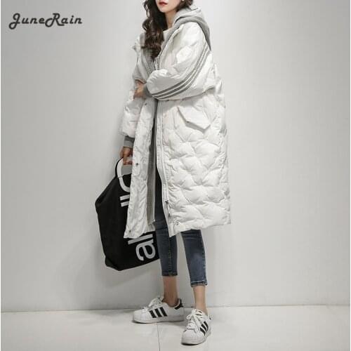 Black Hooded Warm Down Coat Women Long Jacket New Winter Loose Down Jackets Female Overcoat Fashion Thick Parkas Lady Outwears