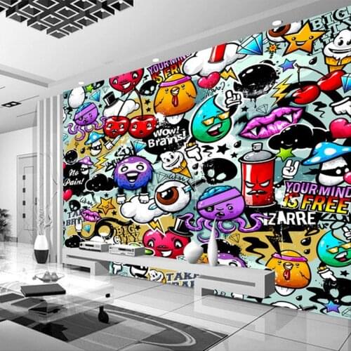 Custom Mural Wallpaper 3D Cartoon Graffiti Simple Modern Childrens Bedroom Living Room KTV Backdrop Wallpaper Papel De Parede