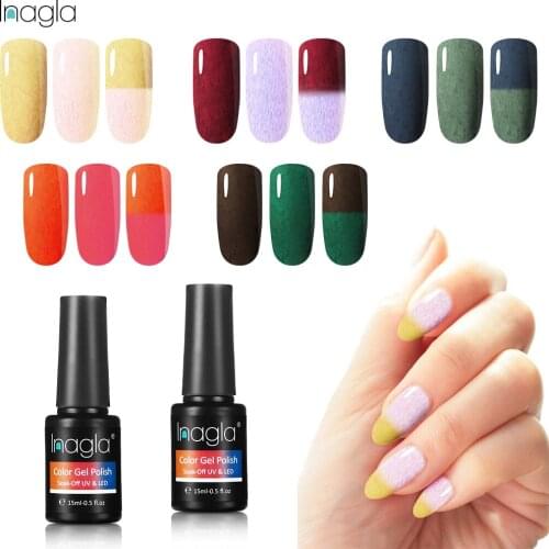 Inagla 12 Colors Temperature Color-Changing Furcoat 15ml Gel Polish DIY Nail Art Decoration Base Top Coat Manicure Varnish