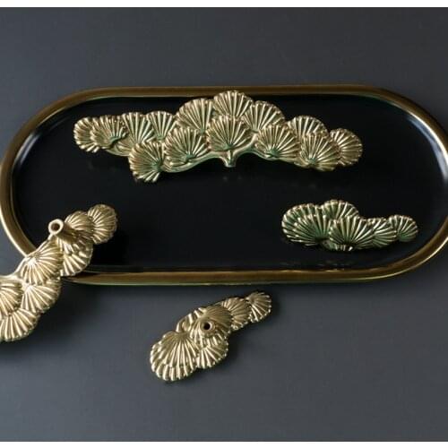 Luxury Brass Chinese Welcome Pine Handle Wardrobe Cabinet Door Handles and Knobs Drawer Pulls Decor Furniture Handle Hardware