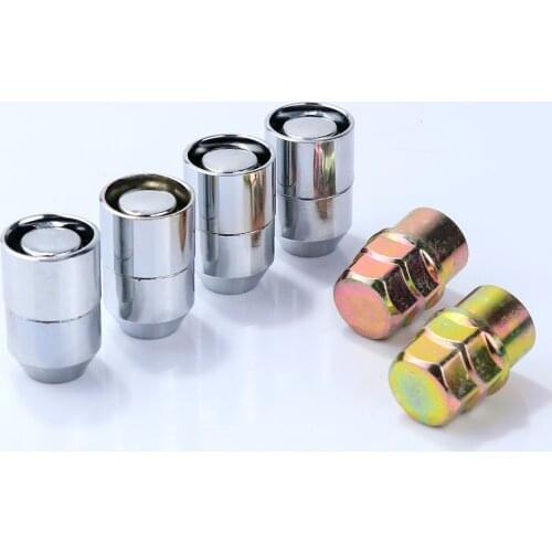 Silver 4nuts+2keys Steel Anti-Theft Security Car Wheel Rim Lug Nuts Locking Lock Bolts