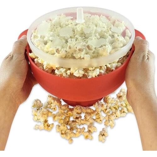 Silicone Folding Microwave Popcorn Bowl Container Kitchen Baking Tool with Cover Bowl Container Kitchen Baking Tool with Cover