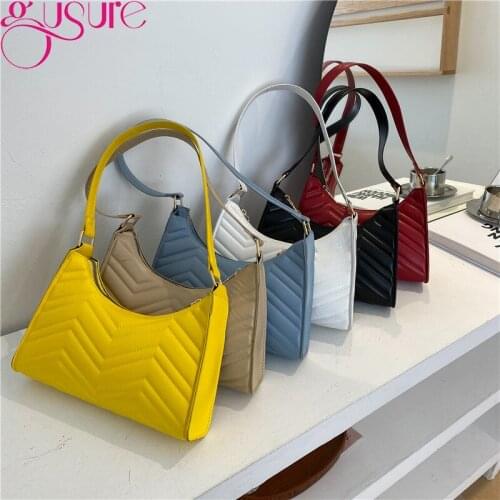 Gusure Fashion Retro Casual Women Shoulder Bag Totes Female Luxury PU Leather Solid Color Handbag for Women Travel Shopping Bag