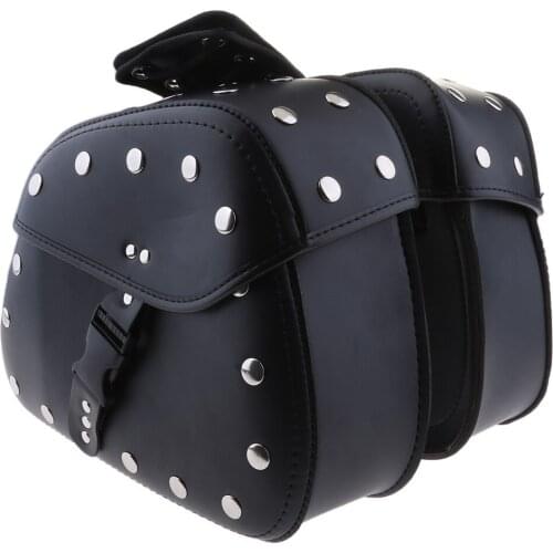 Unviersal Motorcycle Scooter PU Leather Saddlebag Luggage Tool Side Bag (Black)