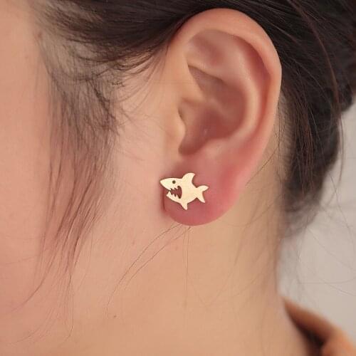 Punk Shark Earrings For Kids Women Large Marine Organism Stud Hippie Party Beach Animal Jewelry Gift