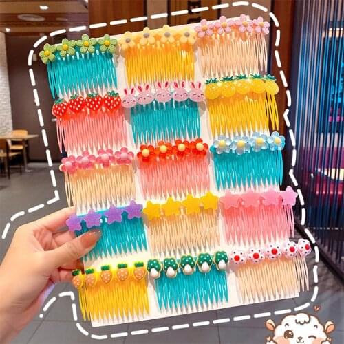Korean Candy Color Simple Children Hairpin Flower Hair Comb Sweet Hair Clips Barrettes Slid Clip Fashion Hair Accessories 2021