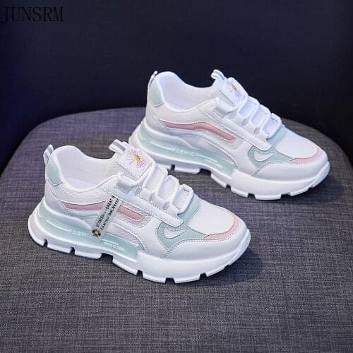 2021 Spring Summer New Women Sneakers Girl Fashion Patchwork Air Mesh Flower Casual Sport Shoes Breathable Trainers 2 Colors