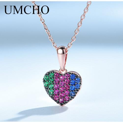 UMCHO Pure 925 Sterling Silver Pendants & Necklaces For Women Wedding Anniversary Gift With Chain Fine Jewelry