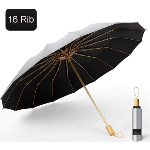 16-Rib Portable Folding Umbrella Titanium Silver Sunny Umbrella For Travel Sunshade Super Sunscreen Anti-Ultraviolet UPF50