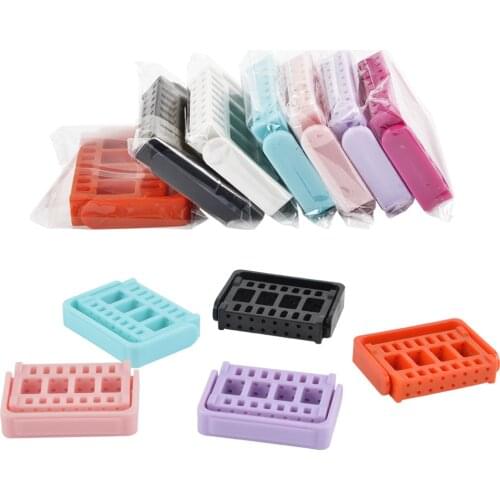 1Pc Adjustable Nail Drill Bit Holder Storage Box Plastic Grinding Head Bit Shelf Organizer Tools Nail Art Accessories 7 Colors