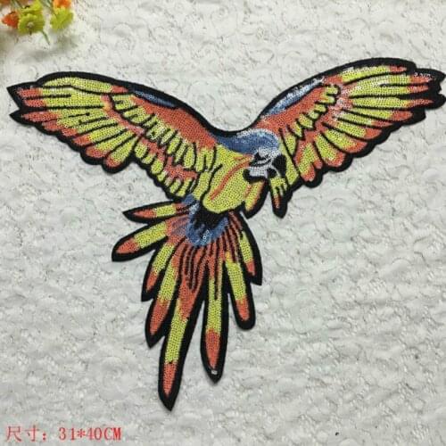 10pcs/Lot Embroidery Patches Letters Clothing Decoration Accessories Animal Parrot Sequins Diy Iron Heat Transfer Applique