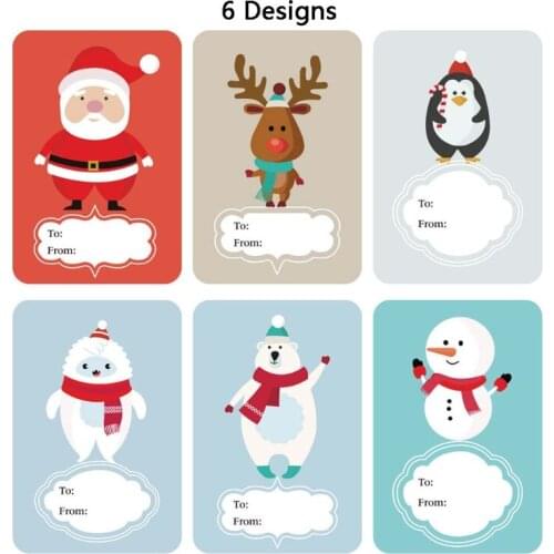 250pcs 6 Designs Adhesive Christmas Gift Name Tags XMAS Stickers Present Seal Labels Christmas Decals Gift Package Decor 85DA