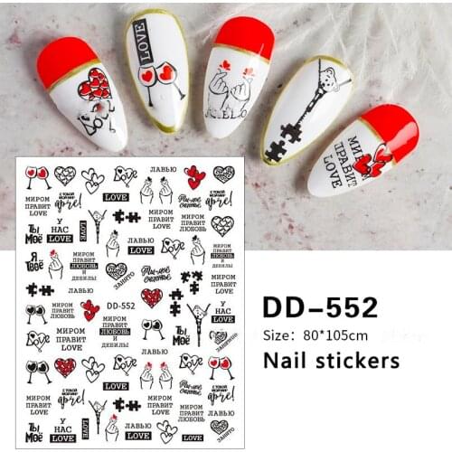3D Nail Stickers Sanskrit Foreign Trade English Letters Russian Vietnamese Letters Love Color Nail Decals Sliders Decorations