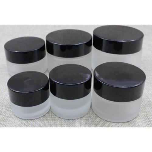 5g Black cap Frosted Glass Jar Empty Cream Jars Cosmetic Packaging Containers cosmetic jar,plastic cap jar 100pcs/lot