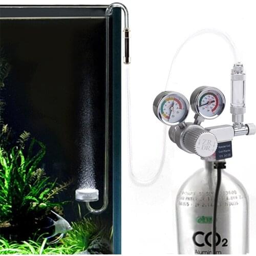 Aquarium CO2 Regulator Adjustable Pressure Regulator with Solenoid Pressure Gauge Bubble Counter Check Valve for CO2 Cylinder