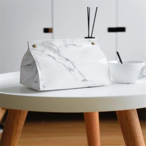 Home Accessor Tissue Box Container Leather Modernized Marble Pattern Towel Napkin Paper Holder Box Table Decoration For Home Car