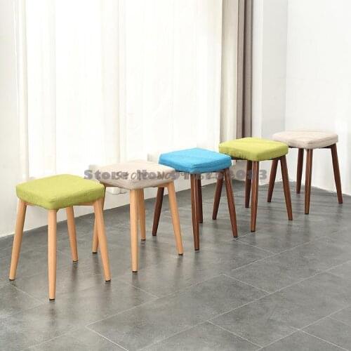 Home Yi Dining Chair Home Nordic Living Room Dining Stool High Bench Creative Fabric Makeup Stool Square Stool Iron Dining Stool