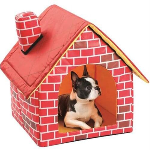 Pet Dog Nest Red Brick Chimney Pet Villa Removable and Washable Dog House Four Seasons Use Pet Tent Nest DB806