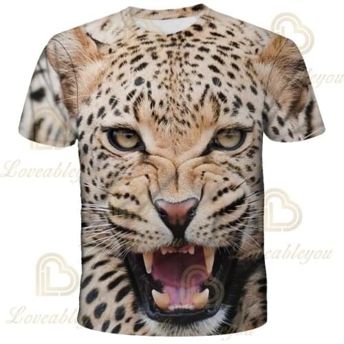Summer 2021 New 3D Printed T-shirt Animal Print tiger Mens Print Casual T-shirt O-neck Hip Hop Short Sleeve Size 120-6XL