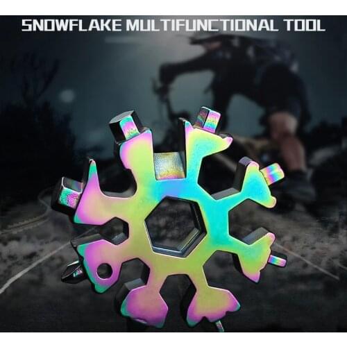 Tool card snowflake form 18 in one multifunctional all steel multi purpose mini screwdriver portable outdoor camping EDC wrench