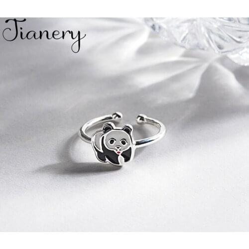 JIANERY Bohemian Silver Color Panda Rings For Women Men Engagement Rings Girls Party Gifts Anillos 2019